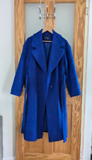 M&S COBALT / ROYAL BLUE LONG WOOL BELTED COAT UK SIZE 8, COST £95 WOOL BLEND