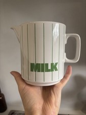 Hornsea Pottery 1980s Green Stripe, 1 Pint Milk Jug Large Creamer Retro