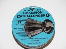 Rare Vintage full tin of .22 Champion Challenger Air Rifle Pellets - Made in UK