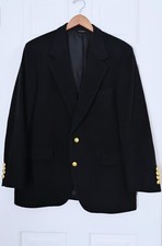 Vintage PBM Camel Hair Sports Coat Mens 44 Navy Blue Suit Jacket Blazer 