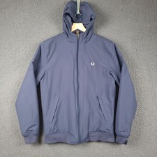 FRED PERRY Jacket Boys Youth XL Blue Navy Bomber Hooded Insulated Fleece Lined