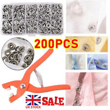 UK~200PCS Prong Pliers Ring Press Studs Snap Popper Fasteners 9.5mm DIY Tool Kit