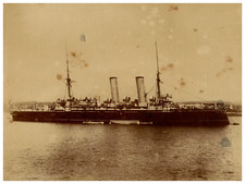 Navy, British Cruiser, HMS Blake Vintage Albumen Print Albumen Print 17.5