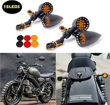 4X Bullet Motorcycle LED Turn Signals Amber Light Indicators For Bobber Cruiser