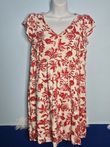 Red cream floral - floral, print