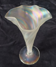 An Art Nouveau John Walsh Iridescent Pearlised Wrythen Glass Vase (20cm) 1900