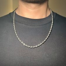 22” 5MM Thick Long Silver Twisted Rope Link Chain Necklace, Brand New,Waterproof