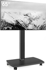 AOKCOS Mobile TV Stand on Wheels with Wooden Base for 32-65 inch TVs, TV Floor S