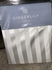 NWT GINGERLILY LANCASTER STRIPE IVORY PURE SILK BED QUEEN DUVET COVER