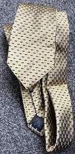 Mens Next Signature 100% Silk Gold Multi Geometric Patterned Tie 2.75" Wide