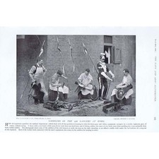 Saddlers of the 17th Lancers Regiment at Work - Antique Print 1896