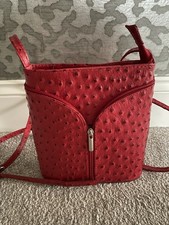 Women’s Red Leather Ostrich