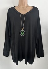 New Italian Lagenlook Black Casual Tunic Top Onesize Size Plus Size 18 20 22 24