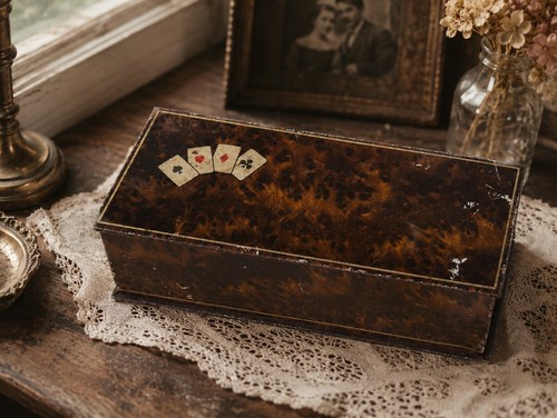 Vintage bridge card box with - bridge, 3