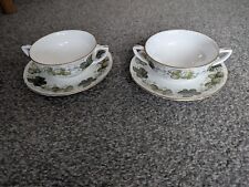 2 x Royal Worcester, The Worcester Hop Mathon Soup Bowls with Saucers