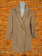 WOMENS MONSOON UK SMALL CAMEL TAN SINGLE BREASTED WOOL RICH COAT JACKET OVERCOAT