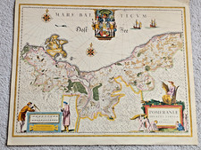 Old Map of Pomerania around 1640 Eilhard Lubin Printed by Judocus Hondius