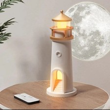 Lighthouse Moon Light Night Lamp Moon Projection with Remote Control Xmas Gift