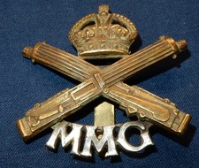 WW1 ERA MMG MOTOR MACHINE GUN CORPS BRASS BRITISH MILITARY CAP BADGE K/C