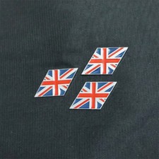 3x Red UK Flag Silver Chrome