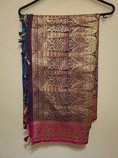 Indian Katan Sari Green Pink
