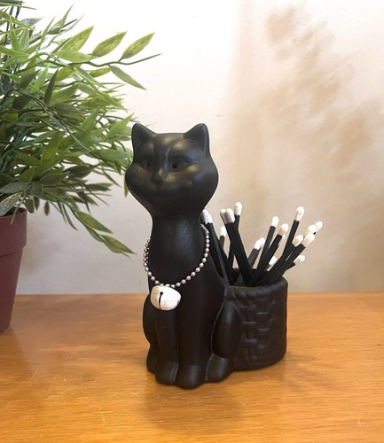 Vintage black cat and basket - cat,