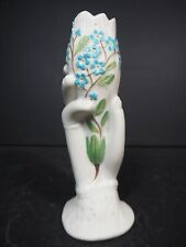 Pretty Victorian Parian Ware Hand Holding Floral Bud Painted Forget Me Nots