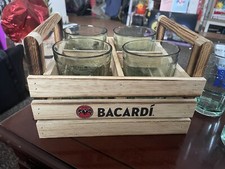 Bacardi Wooden Crate & Bacardi Glassware Bundle 