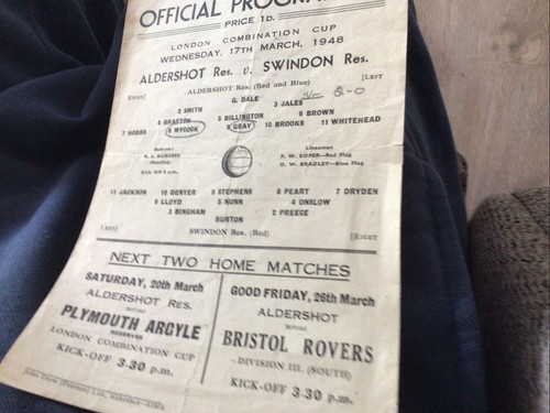 Football programme 1948 49 - football,