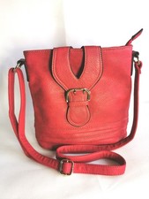 Unbranded Red Shoulder Bag Faux Leather Look Zip Pockets, Crossbody