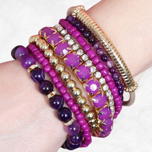 Purple and goldtone stacking - goldtone,