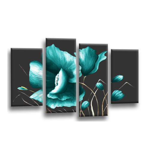 Floral wall art teal living - art,