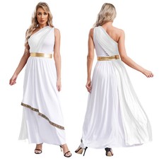 UK Womens Ancient Greek Maxi Dress Greece Roman Queen Cosplay Halloween Costumes