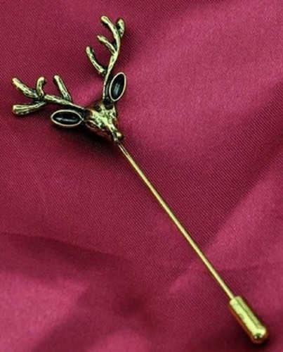 Bronze gold silver stag brooch - bronze,