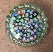 Peter McDougall Signed Millefiori Glass Paperweight  Miniature