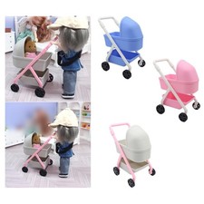 1:12 Miniature Tiny Baby Stroller Trolly Cart Handmade Realistic Doll Pram