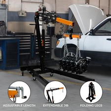 Engine Crane 2 Tonne & Load Leveller Hydraulic Handle Folding Hoist Lift Jack