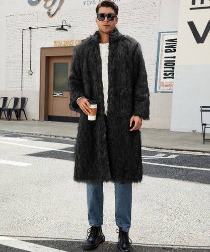 Men luxury faux fur coat - men's,