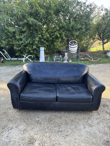 Leather sofa bed - sofa,