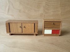 Vintage Lundby Dolls House Sideboard And Book Case Barton Mid Century 