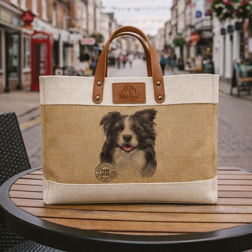 Border collie tote - bag, large
