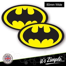 2 x BATMAN STICKERS 80mm Wide Vinyl Car Logo Stickers Laptop Bike Van Skateboard