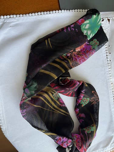 Floral scarf with bead detail - scarf,