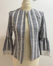 Zara Grey Striped Lace Summer Jacket Size S Ref 2987 771