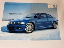 Original 2001 E46 BMW M3 Coupe Blue Magazine Advert Poster Garage Man Cave Retro