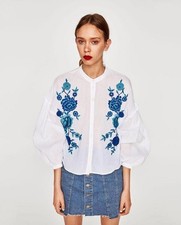 ZARA Blouse Small White Cotton