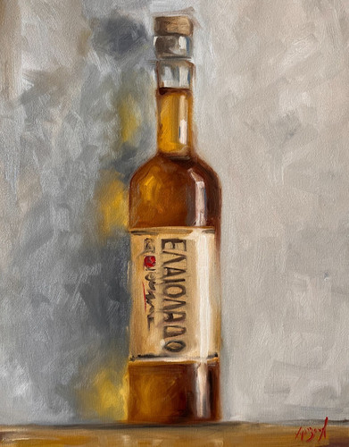 Oil canvas painting bottle - canvas,