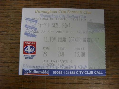 2002 ticket play off - 28/04/2002, ticket: