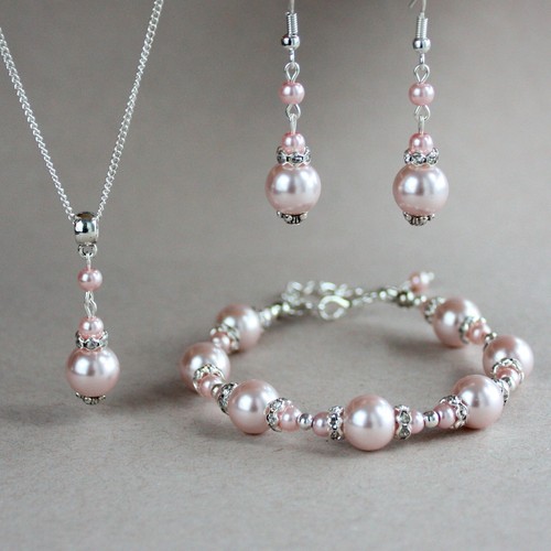 Silver blush pink pearl