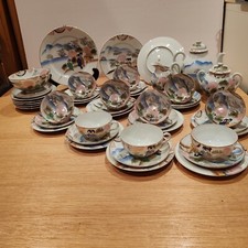 Early 20th Century 43 Pieces Japanese Tea Set  Service Egg Shell Hand Painted 